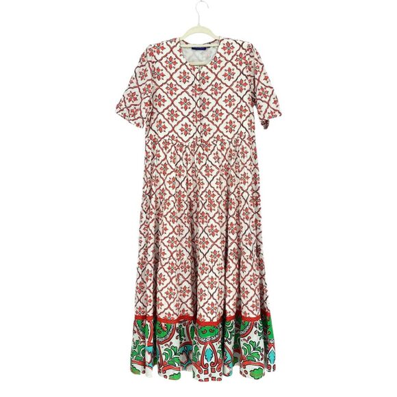 Anthropologie Ro's Garden Daphne Short Sleeve Midi Cotton Dress Medium - Picture 2 of 11
